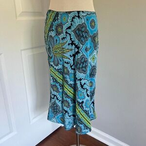 Y2K THE‎ LIMITED BLUE FLORAL SILK MIDI SKIRT